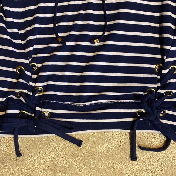 Michael Kors Navy Striped Hoodie - Picture 2 of 4
